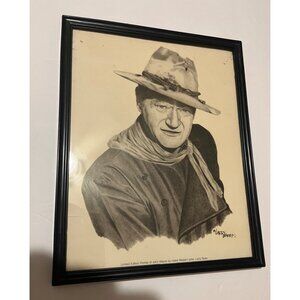 Limited Edition Print of Portrait Of John Wayne By Larry Bees 8.5x11 Framed, Vin